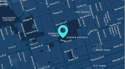 Map of the Toronto office location on Dundas Street East